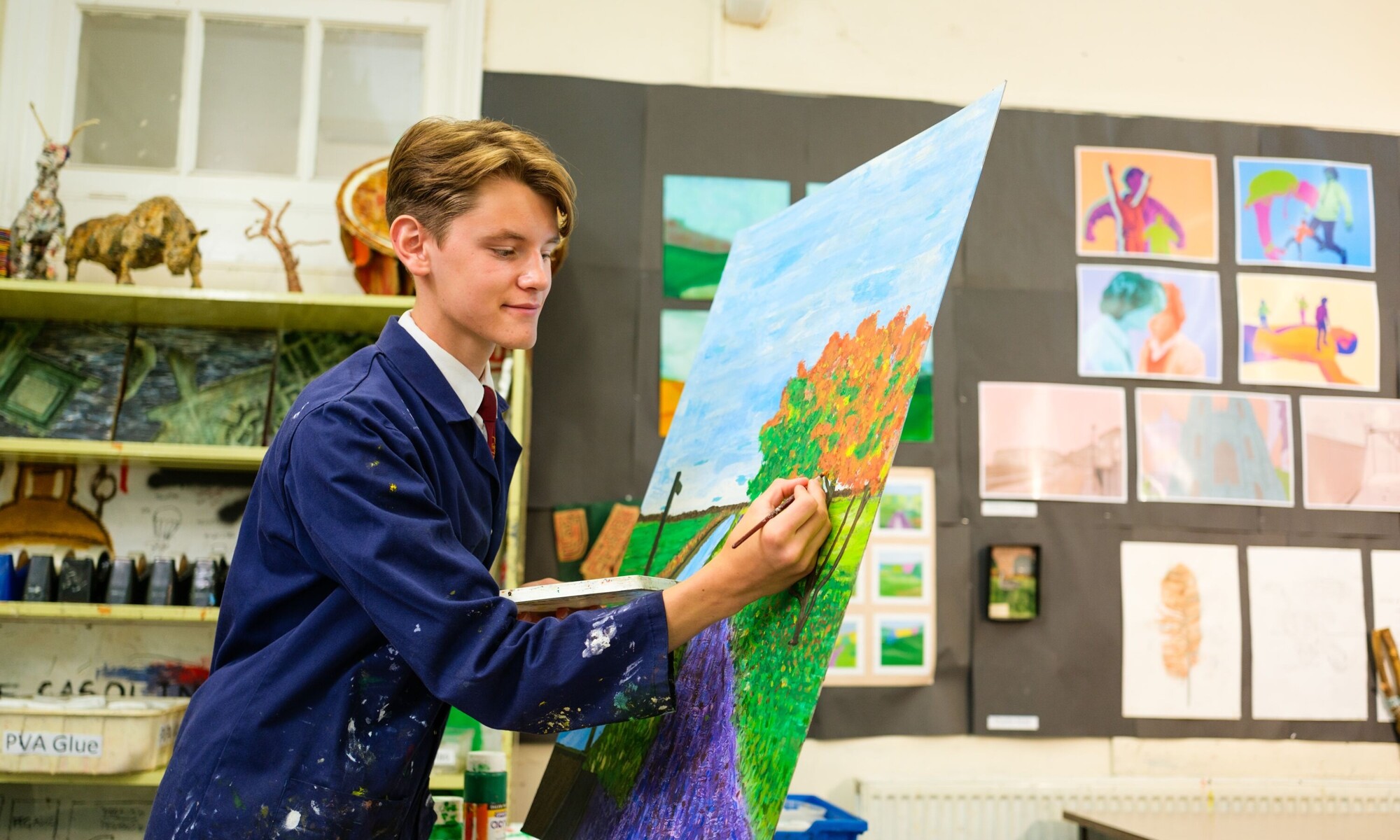 Beverley Grammar School pupil in an art lesson