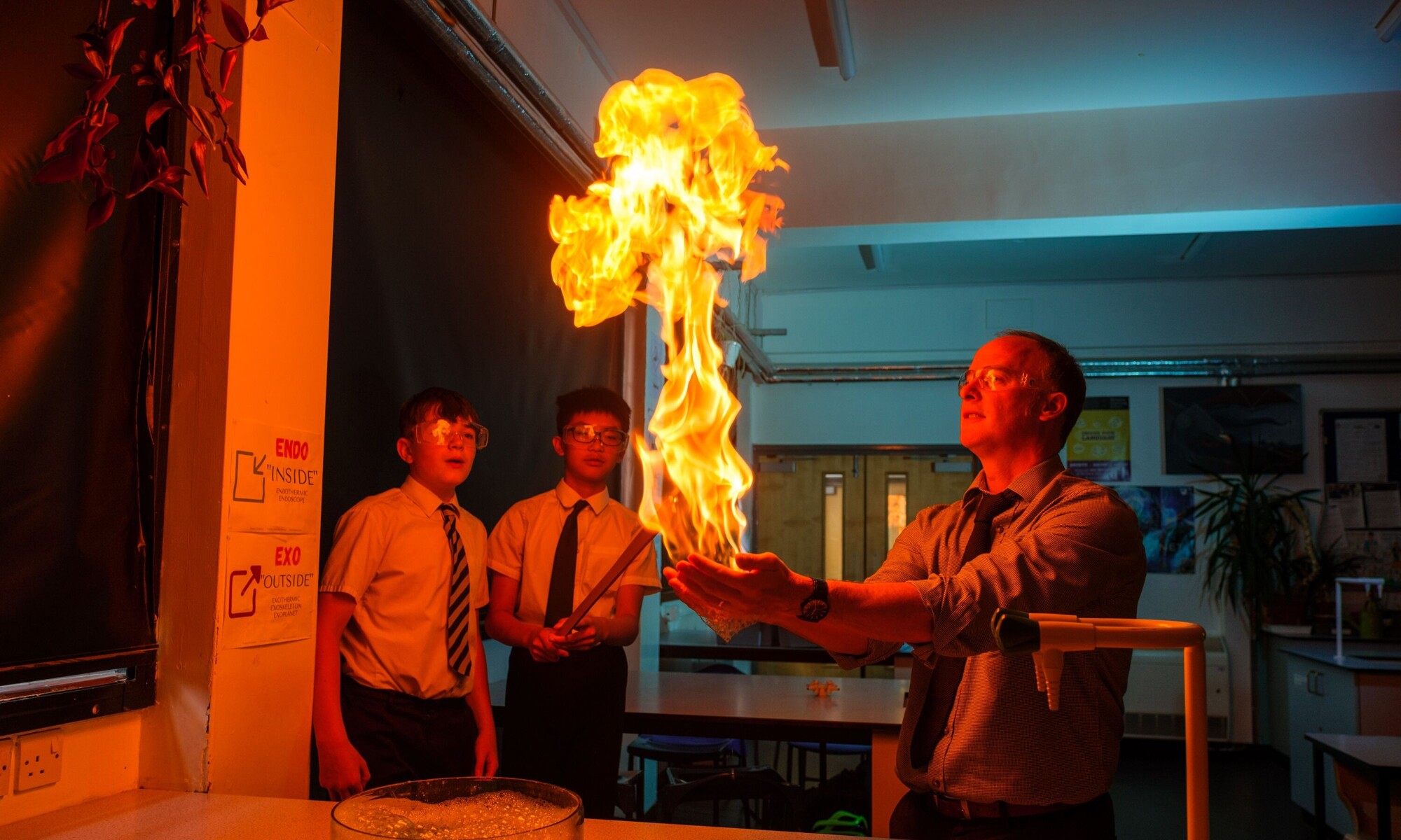 Beverley Grammar School pupils conducting a science experiment